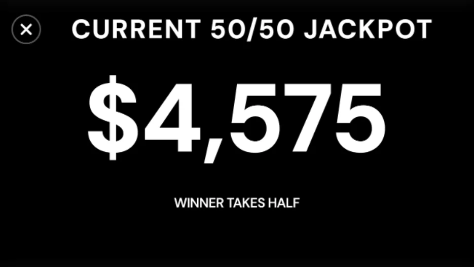 Terminal turned sideways showing the jackpot in large numbers